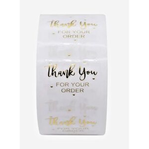 1000 Roll Clear Background Thank You For Your Order 1.0" Stickers/Gold‎